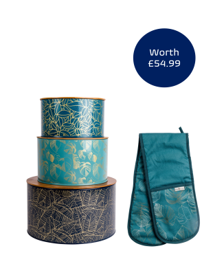 Botanicals Set of 3 Nesting Tins and Oven Gloves