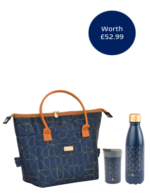 Navy Broken-hearted Convertible Lunch Bag, Water Bottle and Travel Mug