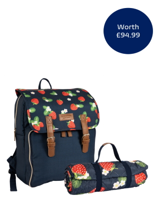 Strawberries & Cream 4 Person Backpack and Picnic Blanket