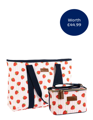 Strawberries & Cream Shoulder Tote & Personal Cool Bag