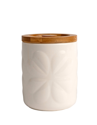 Carnaby Ceramic Embossed Jar Ivory