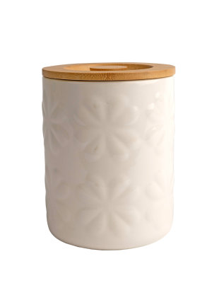 Carnaby Ceramic Embossed Large Jar Ivory