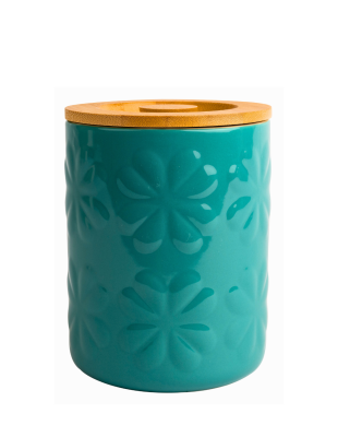 Carnaby Ceramic Embossed Large Jar Teal