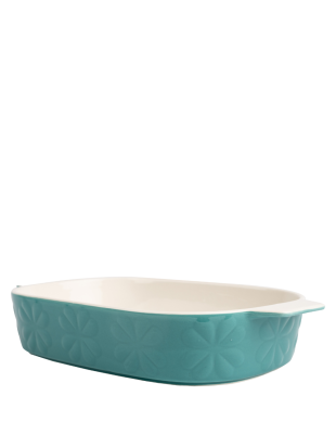 Carnaby ceramic embossed large oven dish teal