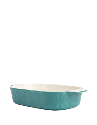 Carnaby ceramic embossed small oven dish teal